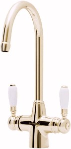 Astracast Springflow Colonial Water Filter Kitchen Tap in gold.