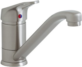 Astracast Single Lever Finesse monoblock kitchen tap in brushed steel.