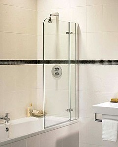 Image Coral silver 2 panel inline bath screen (left handed)