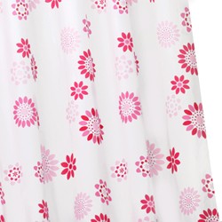 Croydex Textile Shower Curtain & Rings (Pop Flowers Pink, 1800mm).