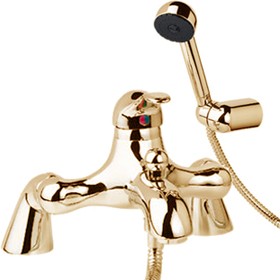 Deva Provence Bath Shower Mixer Tap With Shower Kit (Gold).