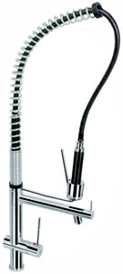Hydra Professional tall kitchen tap with rinser and swivel spout. 750mm High.