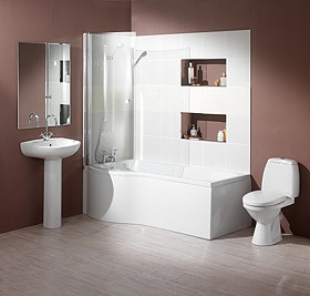 Hydra Complete Shower Bath Suite (Left Hand). 1700x750mm.