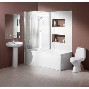 Hydra Complete Shower Bath Suite With 2 Screens. (Left Hand). 1700x750mm.