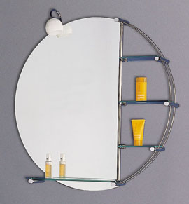 Hudson Reed Bantry illuminated bathroom mirror with shelves.  800x800mm.