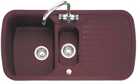 Rangemaster RangeStyle 1.5 Bowl Rich Claret Sink With Chrome Tap & Waste.