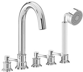 Mayfair Tait Lever 5 Tap Hole Bath Shower Mixer Tap With Shower Kit (Chrome).