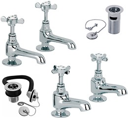 Mayfair Westminster Basin & Bath Tap Pack With Wastes (Chrome).