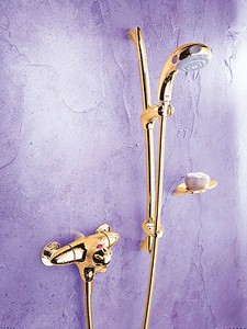 Mira Fino Exposed Thermostatic Shower Kit with Slide Rail in Gold.