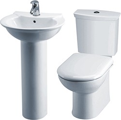 Crown Ceramics Otley 4 Piece Bathroom Suite With Toilet & 500mm Basin.