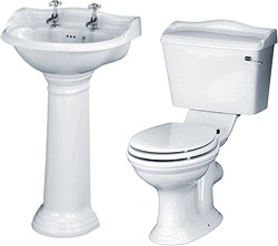 Crown Ceramics Ryther 4 Piece Bathroom Suite With 500mm Basin (2 Tap Holes).