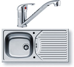 Pyramis Kitchen Sink, Waste & Tap. 860x435mm (Reversible).