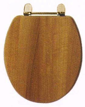 daVinci Cherry contemporary toilet seat with gold hinges.