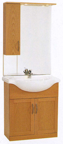 daVinci 750mm Beech Vanity Unit with basin, mirror, lights and cabinet.