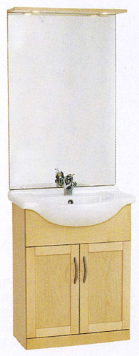 daVinci 650mm Maple Vanity Unit with ceramic basin, mirror and lights.