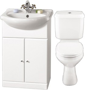 daVinci White 550mm Vanity Suite With Vanity Unit, Basin, Toilet & Seat.