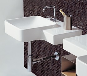 Flame 1 Tap Hole Square Wall Hung Basin. 575 x 500mm.