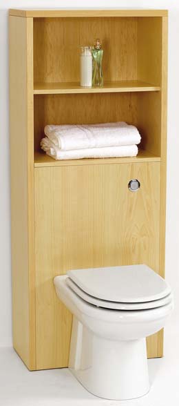 daVinci Monte Carlo back to wall toilet unit with shelves in maple (no pan).