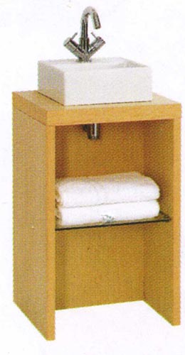 daVinci Parisi maple cloakroom stand and square basin, with shelf.