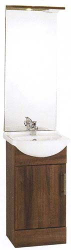 daVinci 450mm Wenge Vanity Unit with ceramic basin, mirror and lights.