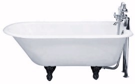 Roll Top Winchester small single ended bath with black feet. 1500mm.