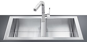 Smeg Sinks 2.0 Bowl Stainless Steel, Low Profile Kitchen Sink.