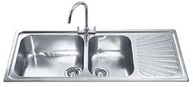 Smeg Sinks 2.0 Bowl AntiScratch Stainless Steel Sink, Right Hand Drainer.