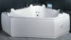 Hydra Pro Whirlpool Bath for 3 People with TV. 1700x1700mm.
