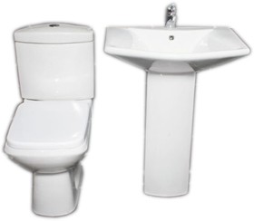 Thames Square designer four piece bathroom suite with 1 tap hole basin.