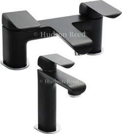 Hudson Reed Hero Basin Mixer & Bath Filler Tap Set (Black & Chrome).
