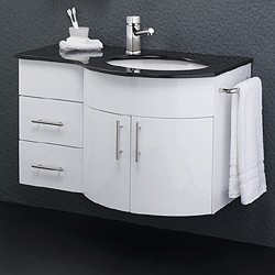 Hudson Reed Ellipse Wall Vanity Unit With Granite Top. Right Handed, 870x550mm.