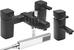 Ultra Muse Black Basin & Bath Shower Mixer Tap Set (Free Shower Kit, Black).