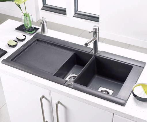 Geo 1.5 bowl black composite kitchen sink, left handed. additional image