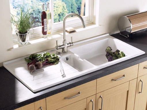 Jersey 1.5 bowl sit-in ceramic kitchen sink with left hand drainer. additional image