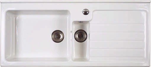 Jersey 1.5 bowl sit-in ceramic kitchen sink with right hand drainer. additional image