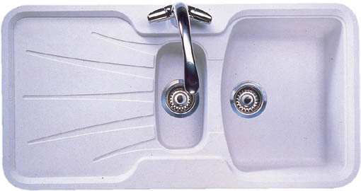 Korona 1.5 bowl granite rok opal white composite kitchen sink. additional image