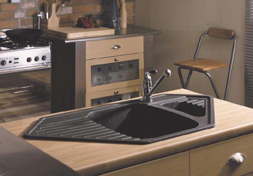 Vector 1.5 bowl black composite corner kitchen sink. additional image