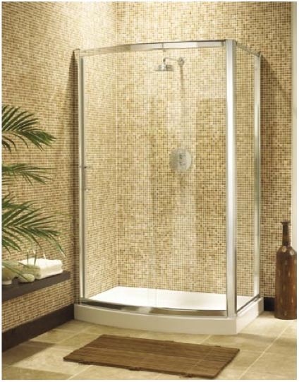 Ultra 1200x760 bow shaped jumbo shower enclosure with shower tray. additional image