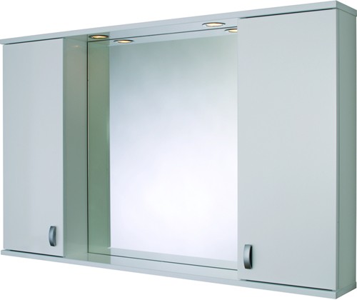2 Door Bathroom Cabinet, Lights & Shaver.  1130x710x150mm. additional image