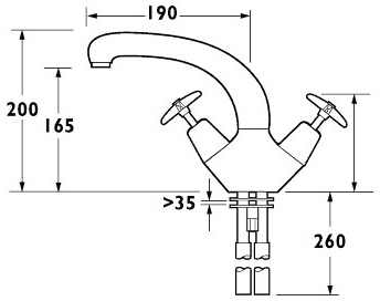Dual Flow Kitchen Mixer Tap With Swivel Spout (Chrome). additional image