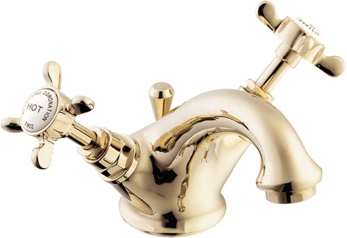 Mono Basin Mixer Tap With Pop Up Waste (Gold). additional image