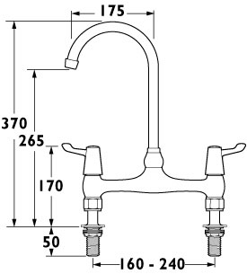 3" Lever Bridge Sink Tap with adjustable centers. additional image