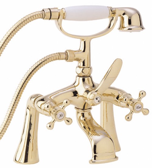 Bath Shower Mixer Tap With Shower Kit (Gold). additional image