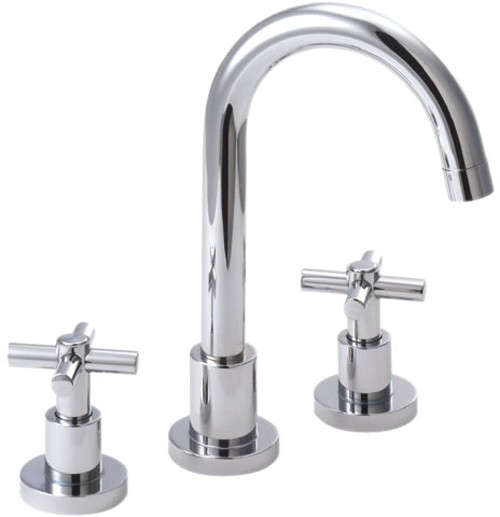 3 Hole Basin Mixer Tap With Swivel Spout And Pop Up Waste. additional image