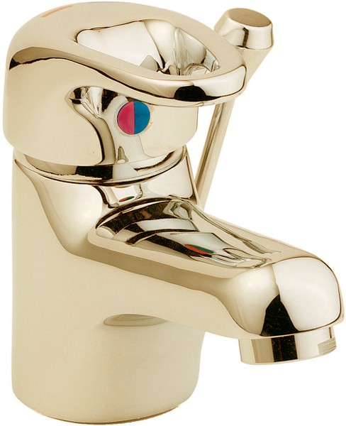 Mono Basin Mixer Tap With Side Pop Up Waste (Gold). additional image