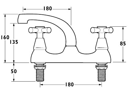 Milan Deck Mounted  Sink Mixer with Swivel Spout. additional image