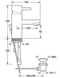 Mono Basin Mixer Tap With Pop Up Waste (Chrome). additional image