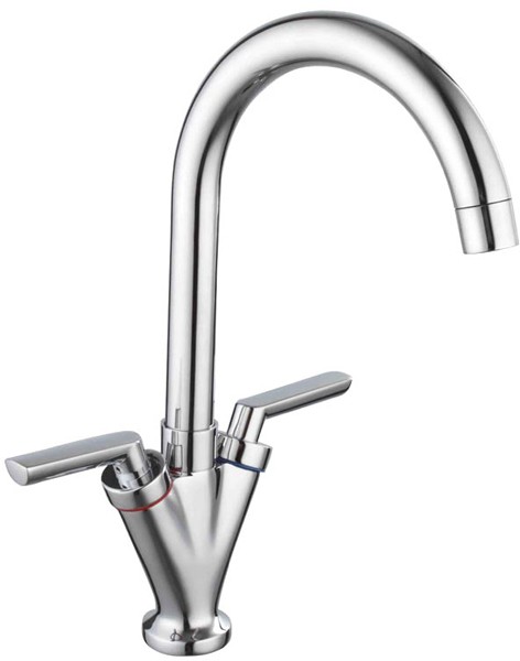 Grace Kitchen Tap With Twin Lever Controls (Chrome). additional image