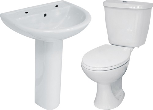 4 Piece Bathroom Suite With Toilet & Basin (2 Tap Hole). additional image