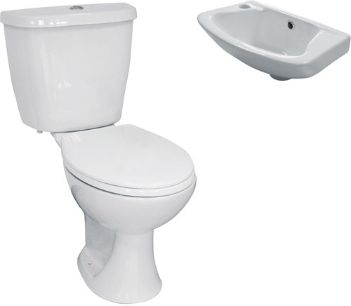 3 Piece Bathroom Suite With Toilet & Small Basin. additional image